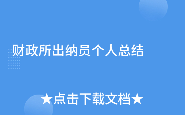 财政所出纳员个人总结