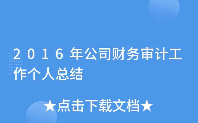 2016年公司财务审计工作个人总结