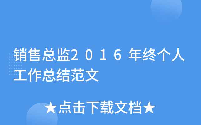 销售总监2016年终个人工作总结范文