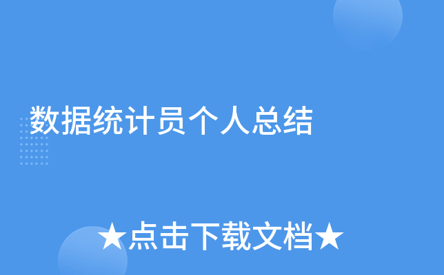 数据统计员个人总结