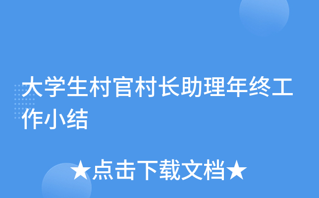 大开云kaiyun(中国)生村官村长助理年终工作小结