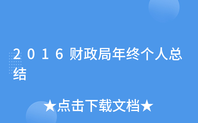 2016财政局年终个人总结