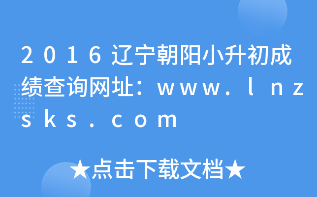 2016��������С�����ɼ���ѯ��ַ��www.lnzsks.com