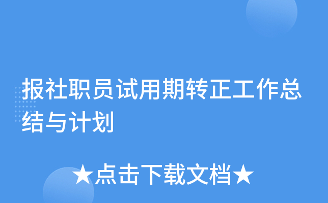 报社职员试用期转正工作总结与计划