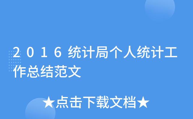 2016统计局个人统计工作总结范文