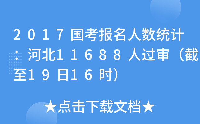 2017国考报名人数统计：河北11688人过审（截至19日16时）