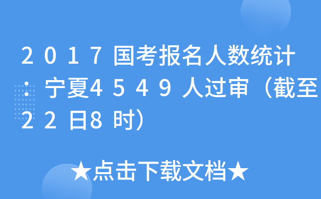 2017国考报名人数统计：宁夏4549人过审（截至22日8时）