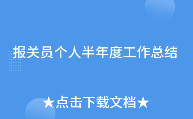 报关员个人半年度工作总结