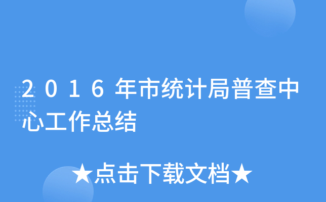 2016年市统计局普查中心工作总结