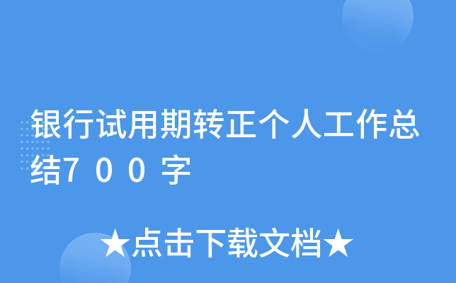 银行试用期转正个人工作总结700字