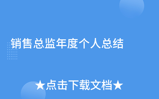 销售总监年度个人总结