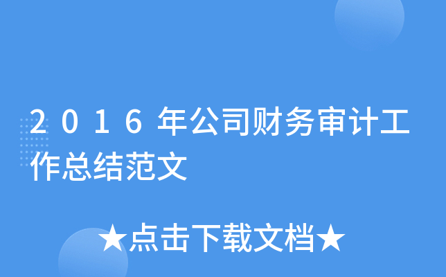 2016年公司财务审计工作总结范文