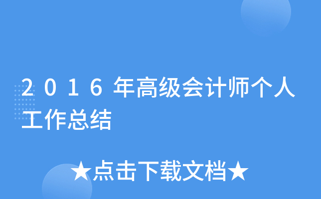 2016年高级会计师个人工作总结