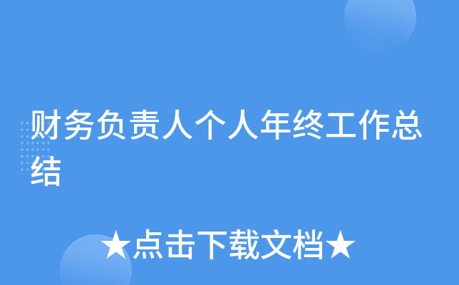 财务负责人个人年终工作总结