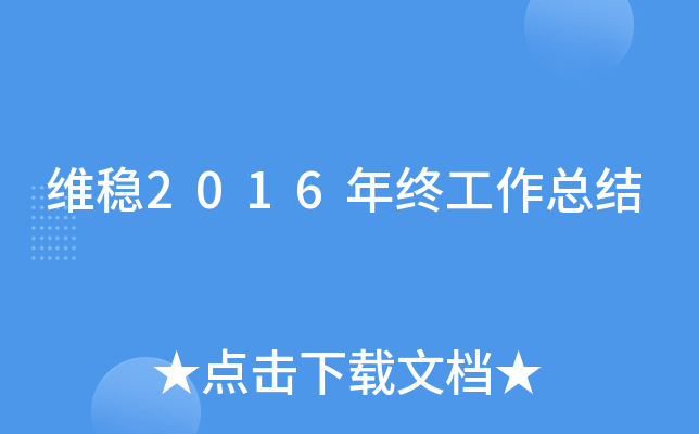 维稳2016年终工作总结