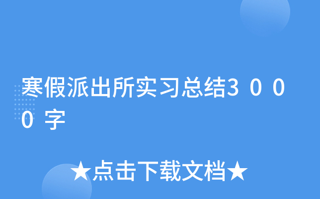 寒假派出所实习总结3000字