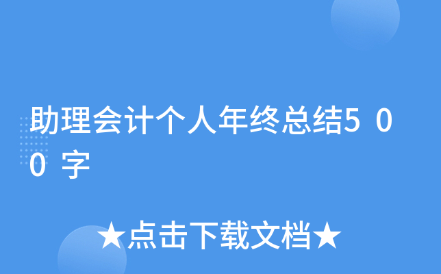 助理会计个人年终总结500字