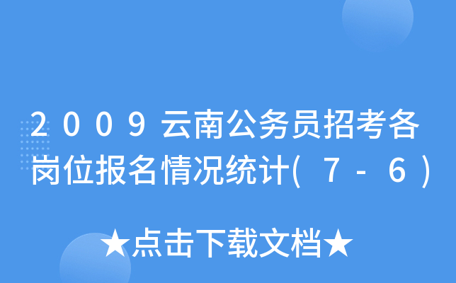 2009云南公务员招考各岗位报名情况统计(7-6)