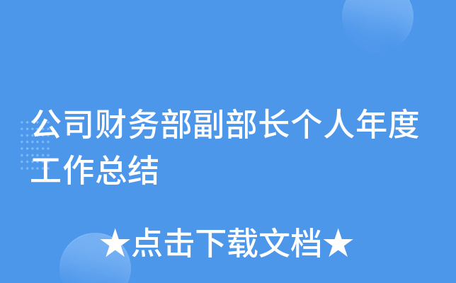 公司财务部副部长个人年度工作总结