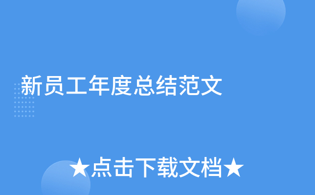 新员工年度总结范文