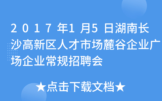 2017年1月5日湖南长沙高新区人才市场麓谷企业广场企业常规招聘会