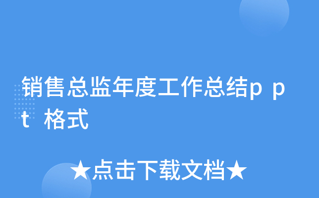 销售总监年度工作总结ppt格式