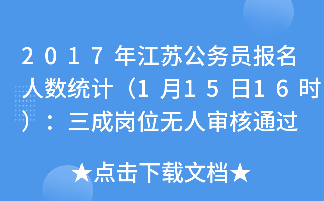 2017年江苏公务员报名人数统计（1月15日16时）：三成岗位无人审核通过