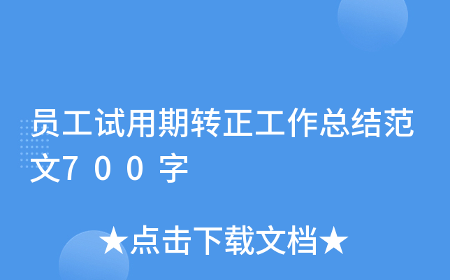 员工试用期转正工作总结范文700字
