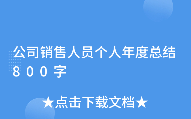 公司销售人员个人年度总结800字