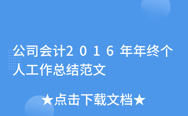 公司会计2016年年终个人工作总结范文