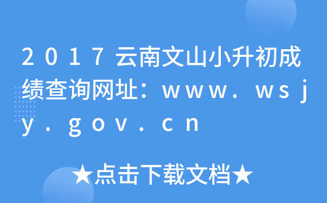2017云南文山小升初成绩查询网址：www.wsjy.gov.cn