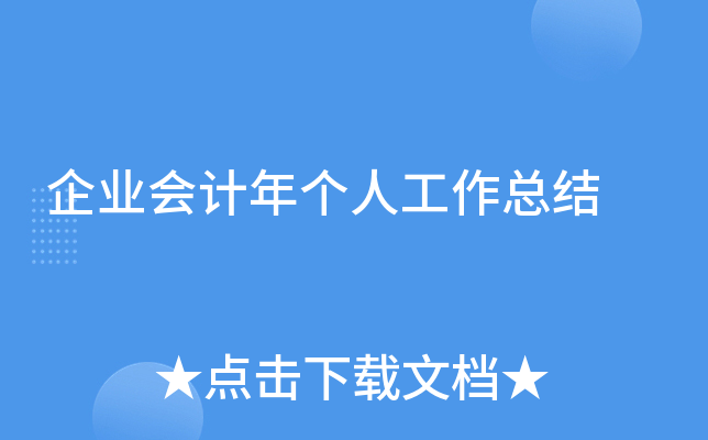 企业会计年个人工作总结