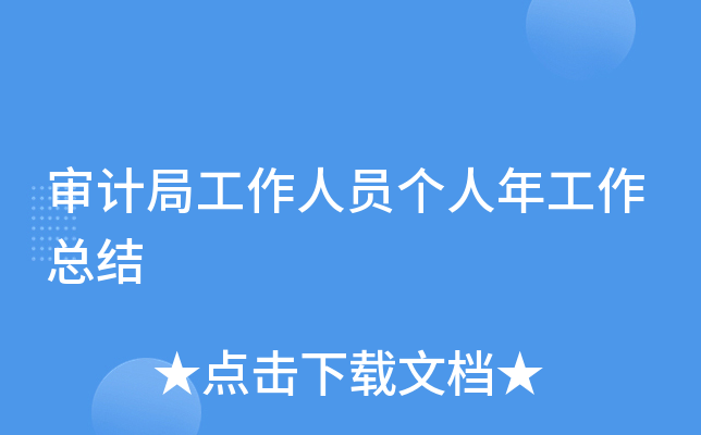 审计局工作人员个人年工作总结