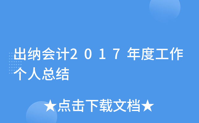 出纳会计2017年度工作个人总结