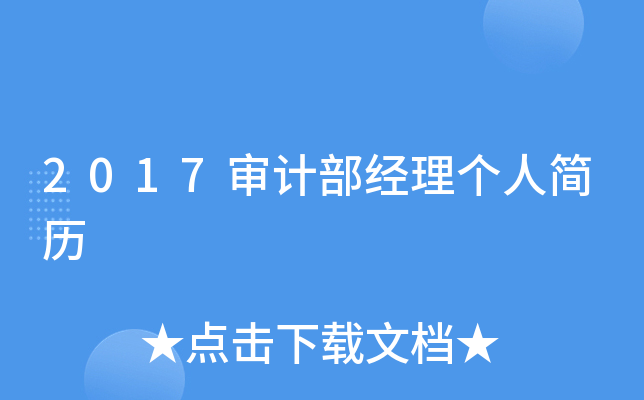 2017审计部经理个人简历