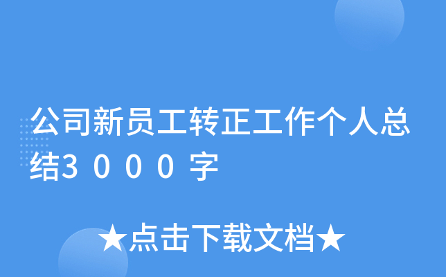 公司新员工转正工作个人总结3000字