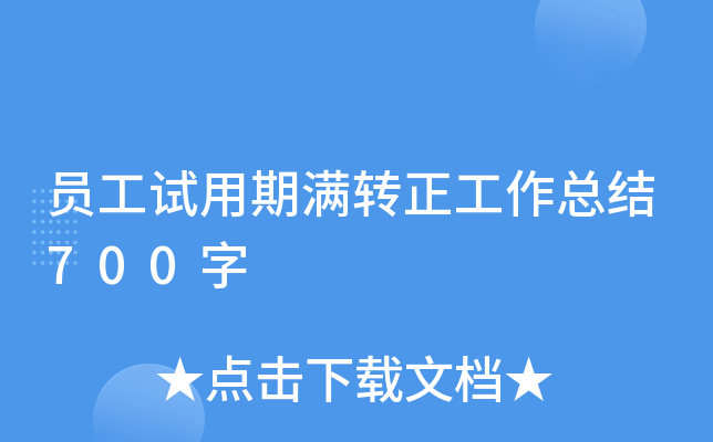 员工试用期满转正工作总结700字
