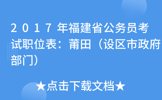 2017年福建省公务员考试职位表：莆田（设区市政府部门）