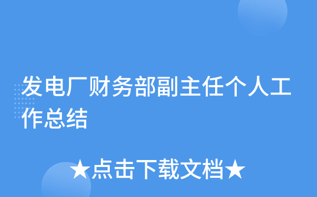 发电厂财务部副主任个人工作总结