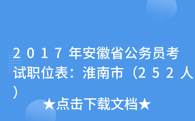 2017年安徽省公务员考试职位表：淮南市（252人）