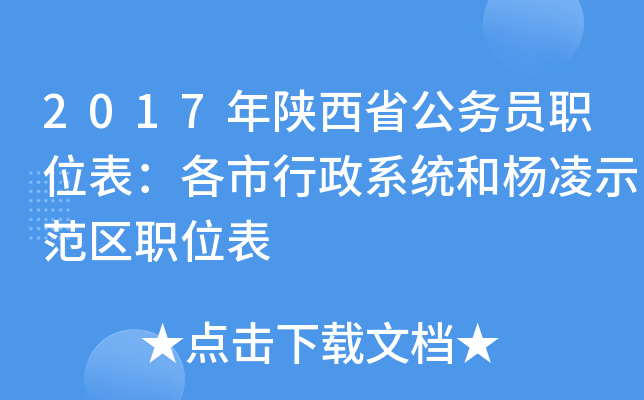 2017年陕西省公务员职位表：各市行政系统和杨凌示范区职位表