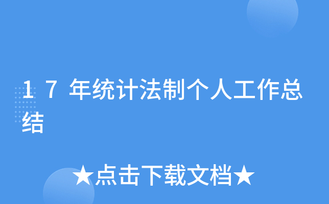 17年统计法制个人工作总结