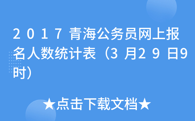 2017青海公务员网上报名人数统计表（3月29日9时）