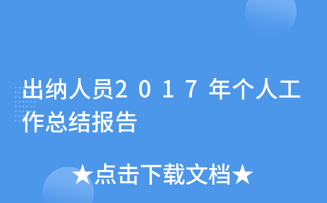 出纳人员2017年个人工作总结报告