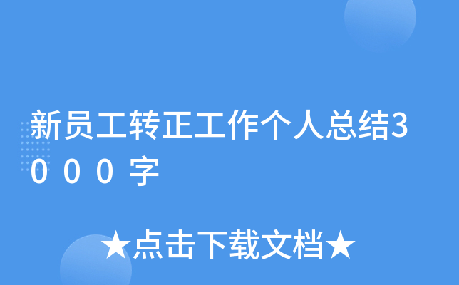 新员工转正工作个人总结3000字