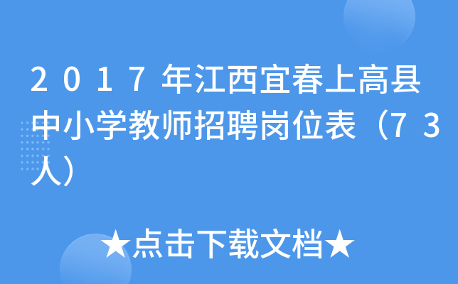 2017年江西宜春上高县中小开云kaiyun(中国)教师招聘岗位表（73人）