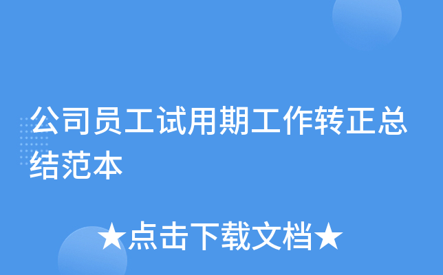 公司员工试用期工作转正总结范本