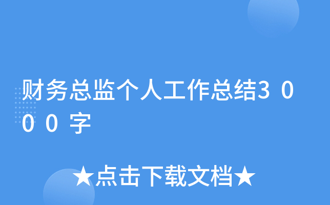 财务总监个人工作总结3000字