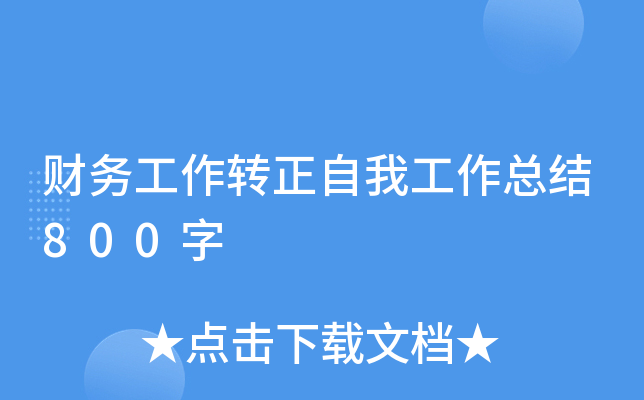 财务工作转正自我工作总结800字