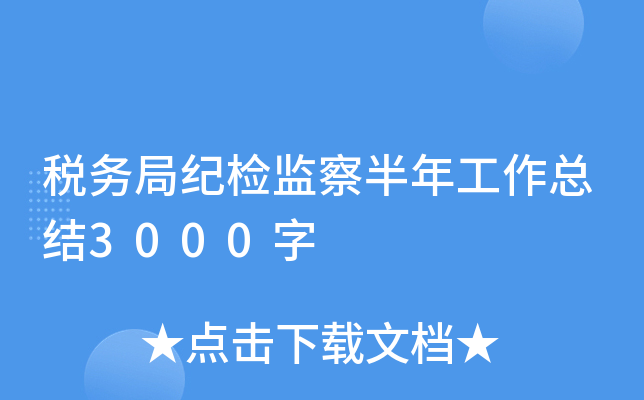 税务局纪检监察半年工作总结3000字